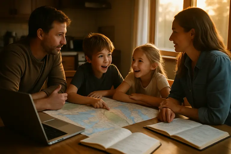 Checklist, chart, and life jackets prepared before a recreational boat trip