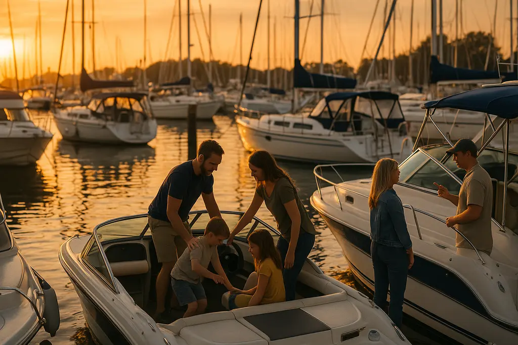 Crowded Waterways with boats spaced carefully in a marked Florida channel