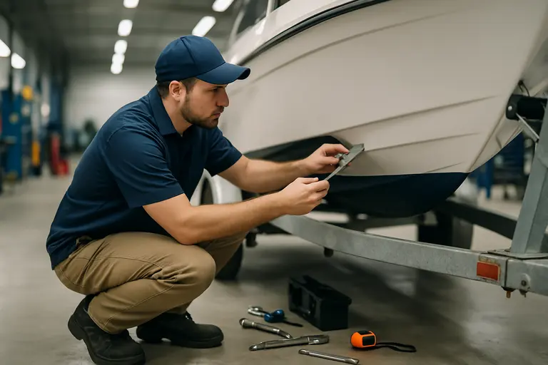 Boater securing a cooler and gear low in a small boat